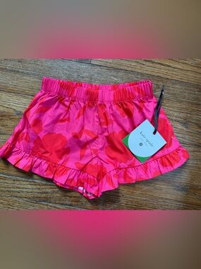 Girls Kate Spade Pink and Red Floral Ruffle Shorts. NWT.